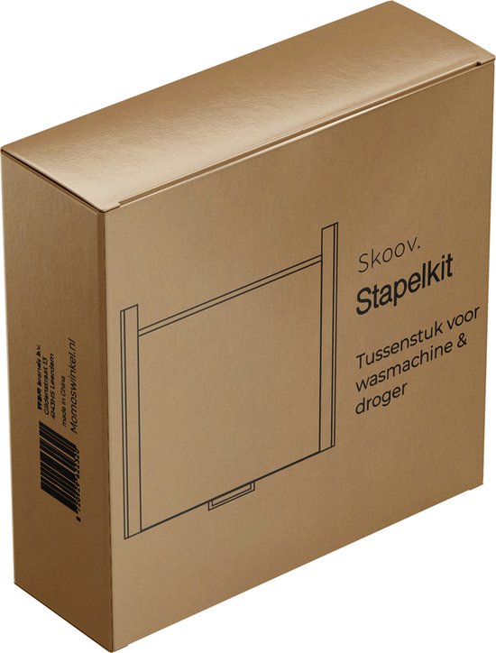 Skoov Abstandshalter für Waschmaschine & Trockner - Stapelset - Mit ausziehbarem Fachboden - Universal - Trockner - Möbel - inkl. Schwingungsdämpfer und Spannband