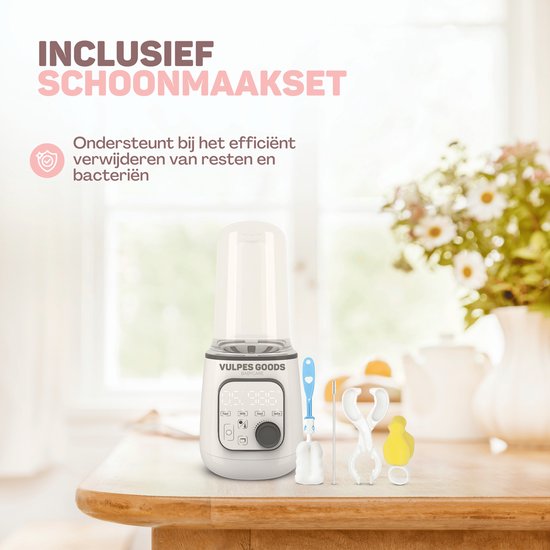 Vulpes Goods® BabyCare Flaschenwärmer PRO 10 in 1 - Erwärmung von Flüssigkeiten und Nahrung - 4-teiliges Reinigungsset - BPA-frei - Weiß