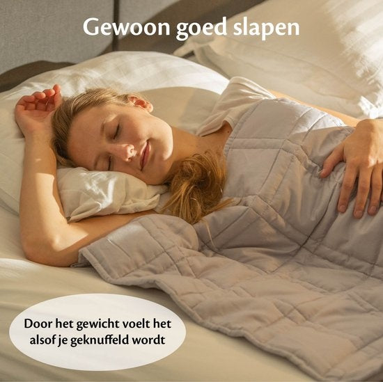 Ella - Gewichtsdecke - Therapiedecke - 9kg - 135 x 200cm - Wolle - Hellgrau