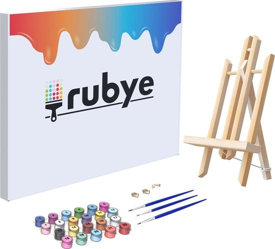 Rubye Malen nach Zahlen für Erwachsene Blumen in der Vase Mit Rahmen, Staffelei und Pinseln Leinwand - 40x50cm