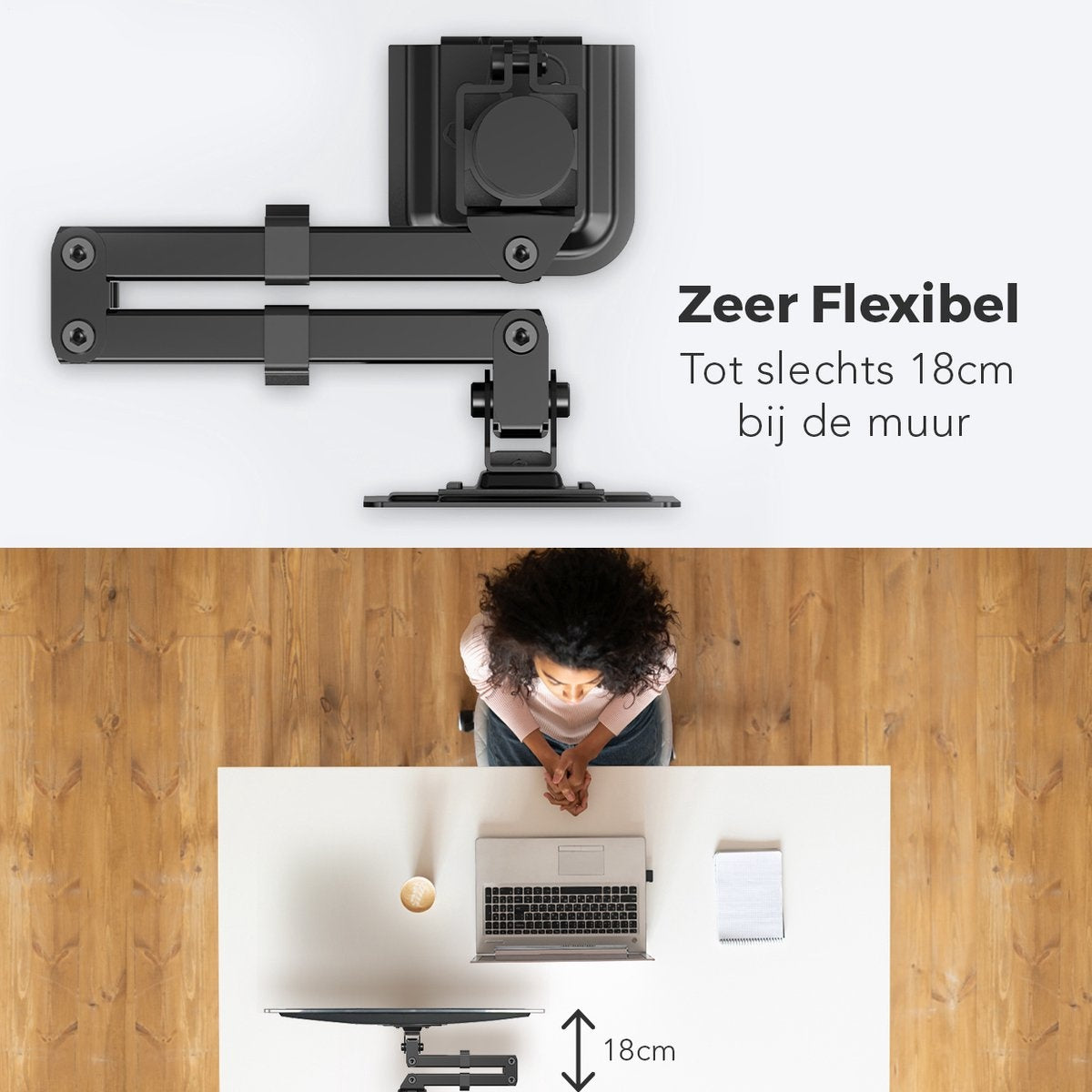 Auronic Monitorarm - 1 Bildschirm - 13 bis 32 Zoll - Verstellbar - Stahl - Schwarz