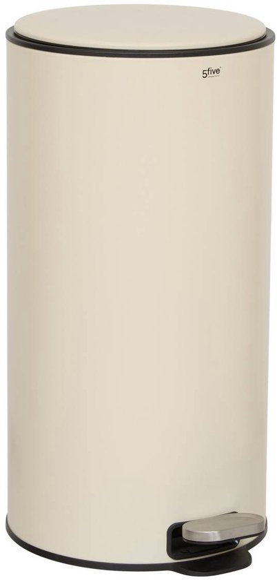5Five Mülleimer/Treteimer Delta – beige – Metall – 30 Liter – 39 x 33 x 62 cm – Küchenabfalleimer