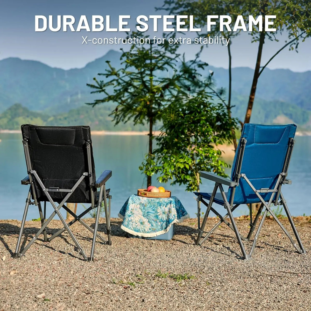 Timber Ridge Klappbarer Campingstuhl, 2er-Set – Tragkraft 260 kg – Blau – Polyester und Stahl
