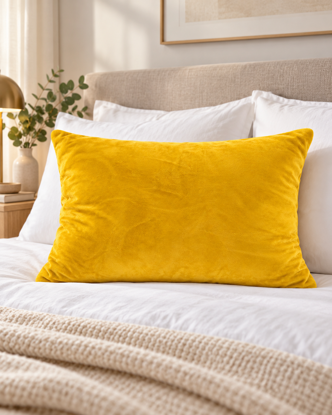 Velvet Comfort Kissenbezug – Ockergelb – 2er-Set