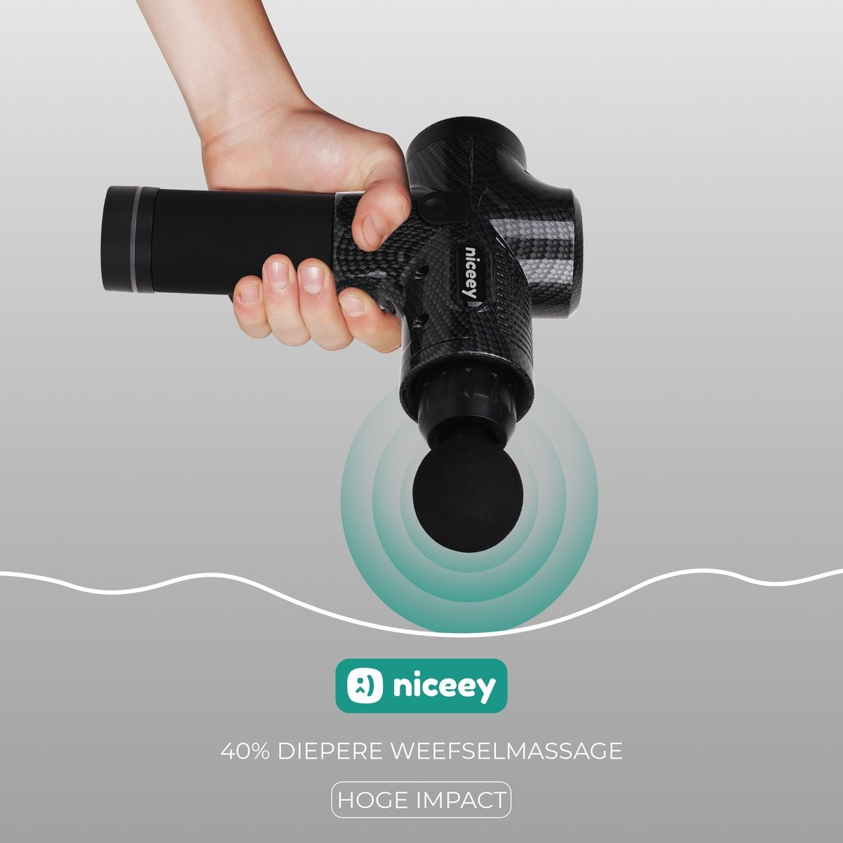 Niceey Professional Massage Pistole - Kabellos - Schwarz