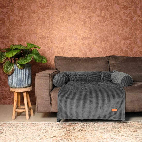 By Cee Cee Original Hundedeckenbank - Hundedeckenbank - Hundekorb - Premium - Vollständig mit Reißverschluss - Royal Collection - Rib Dark Grey - Größe M - 90x90