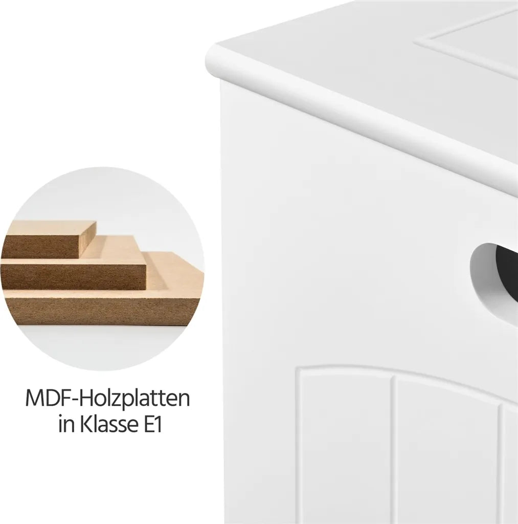 Yaheetech Wäschekorb mit Deckel 96 l – Weiß – Wäschekorb aus Holz mit Stauraum
