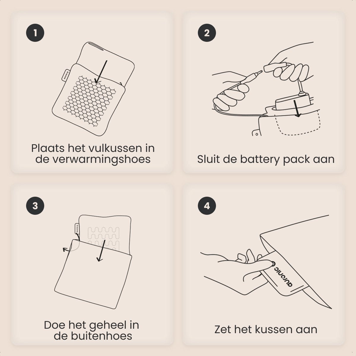 Auronic Wärmekissen - Gestrickt - 45x45 cm - Kabellos - Wiederaufladbar - Elektrisch - Infrarot - Grau