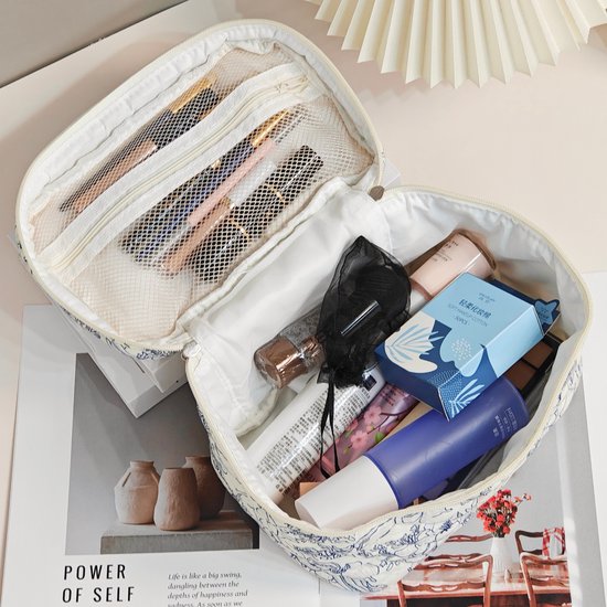 Skycases Travel Essentials - 3-teiliges Make-up-Taschenset - umweltfreundliche Baumwolle - gesteppte florale Organizer - geräumig, strapazierfähig und ideal für Reisen