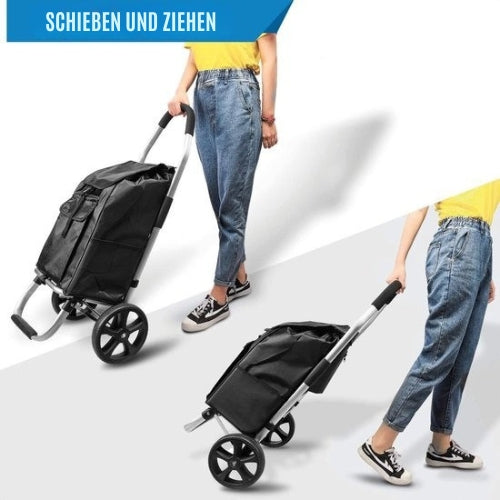 Strex - Einkaufstrolley - Zusammenklappbar - Abnehmbare Einkaufstasche - wasserdicht - Schwarz