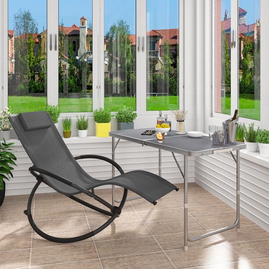 WOLTU Campingtisch Klapptisch Gartentisch Arbeitstisch Balkon höhenverstellbar Aluminium MDF grau CPT8122gr