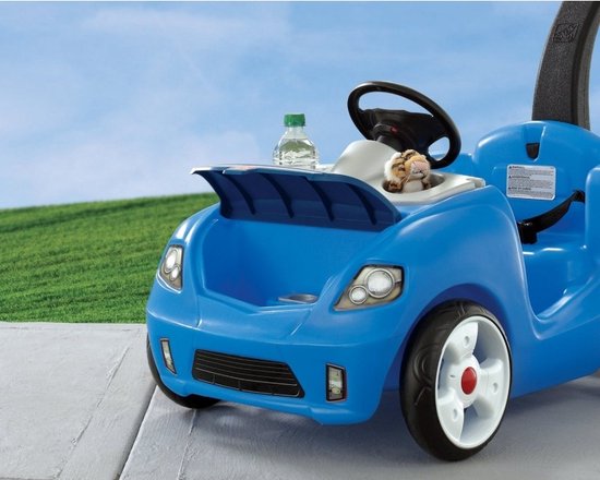Step2 Whisper Ride Laufwagen in Blau – Schiebewagen / Laufwagen mit Schiebestange – Für Kinder ab 1,5 Jahren