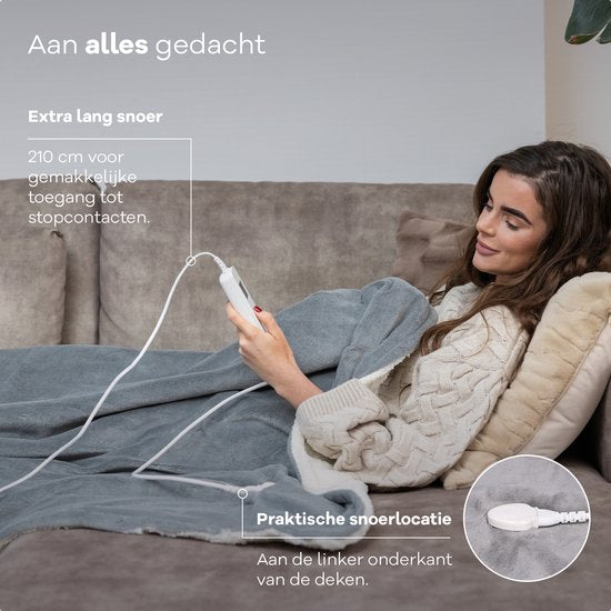Zenwave Heizdecke 180x130cm - Waschmaschinenfeste Wickeldecke Grau - 10-stufige Wärmedecke - Ultraweiches Fleece-Wärmeplaid - Heizdecke - Camping & Outdoor - 1 Person