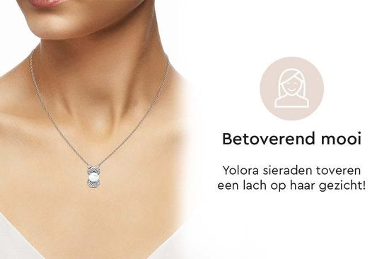 Yolora Damenhalskette mit Anhänger - Perle und 52 Kalpa Camaka Kristalle - Silber - 18K Weißgold vergoldet - Damenhalskette Silber - Schmuck - Luxuriöse Geschenkbox - Geschenkbox - Exklusive Geschenkbox - Schöne Geschenkverpackung