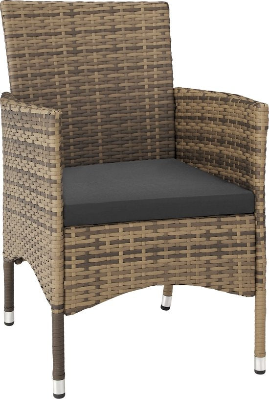 tectake - 2er Set Gartenstühle aus Korbgeflecht - inkl. 2 Sets Kissenbezüge - natur - 404552 - Poly-Rattan