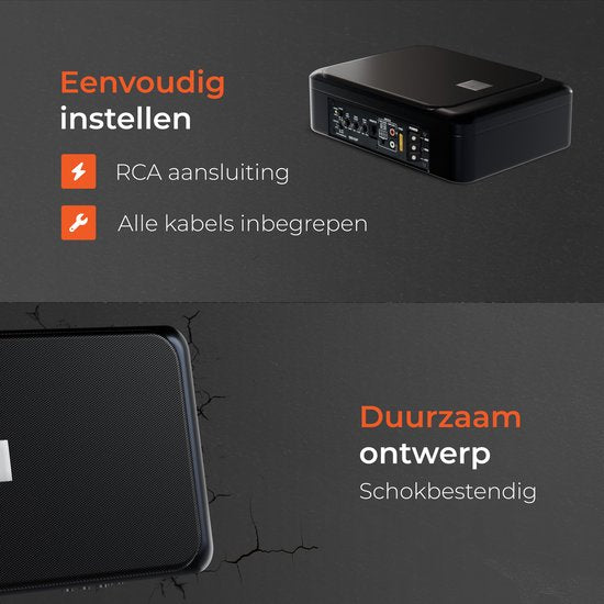 Skoov SlimBass Auto-Subwoofer mit integriertem Verstärker - 200W - Fernbedienung - Lautsprecher - Untersitz - Aktiv - Tieftöner