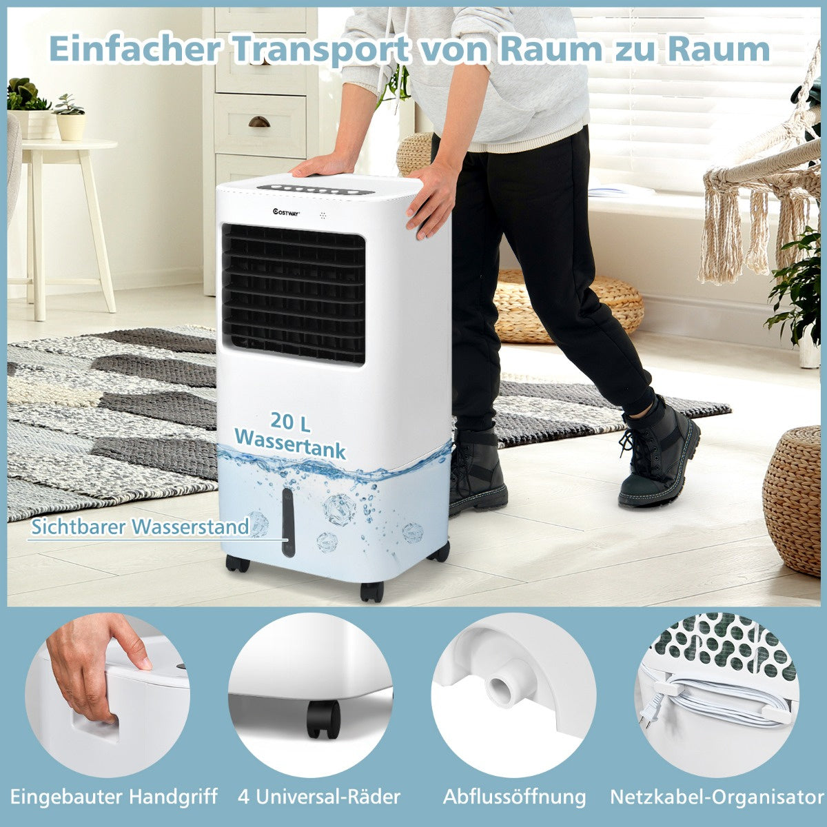 Coast 3-in-1-Luftkühler - 37 x 32 x 74,5 cm - Weiß