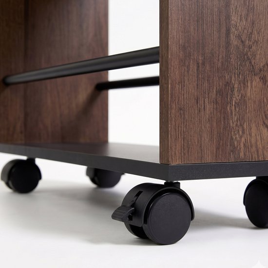 Küchenwagen auf Rollen – 80 x 15 x 45 cm – schmal – schwarz-braun