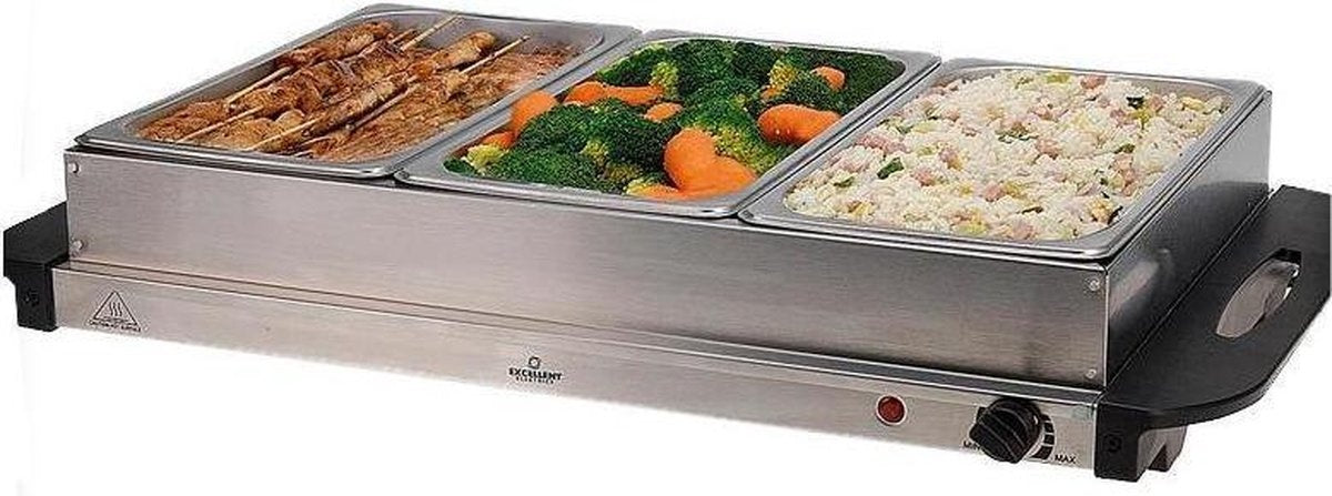 Excellent Electrics - Elektrischer 2 in 1 Buffetwärmer aus Edelstahl (300W)