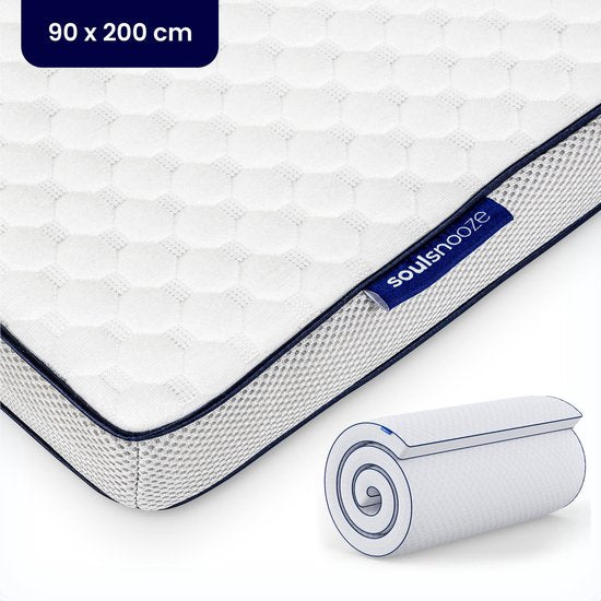 Soulsnooze® - DuoComfort Premium Topper 90x200 cm - Top Matratze - Verstellbares Design - 3D Air Mesh - Memory Foam Matratze - 30 Nächte Probeschlaf - Waschbarer Bezug - Anti Allergie
