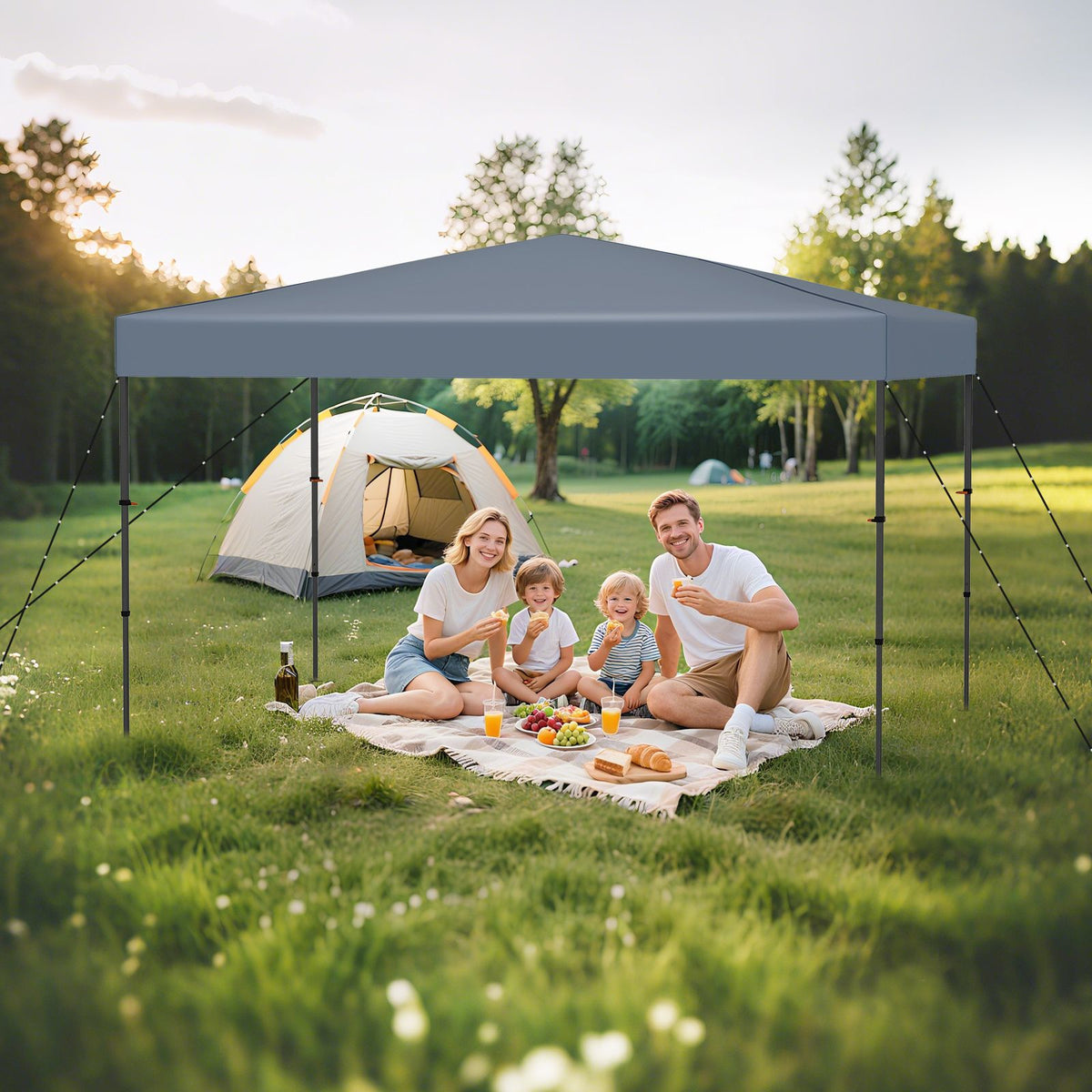 Coast Pop-up-Pavillon 365 x 225 cm – UV-Schutz mit Tragetasche – Grau – Oxford-Metall