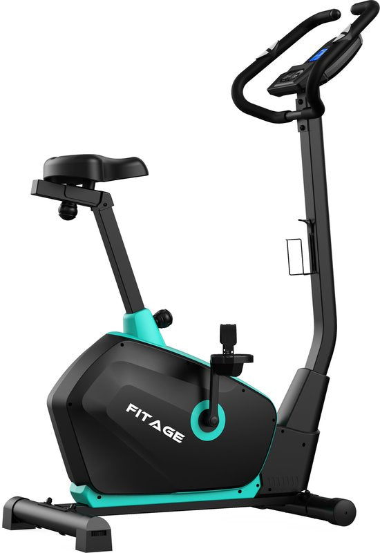 FITAGE Hometrainer - Fitness Bike mit 32 Widerstandsstufen - Tablet Halterung für Bluetooth Kinomap & Zwift - Bike Low Entry, Ergonomisch & Leise - Hometrainer Fitness für Zuhause