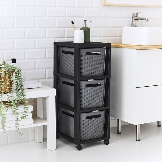 Rotho Tower Brisen - Schubladenschrank 3 x 16L mit Rollen - Anthrazit