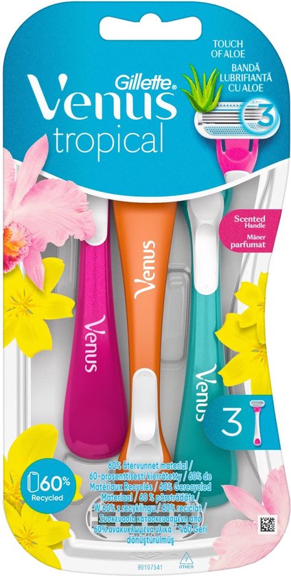 Gillette Venus Tropical Rasierer für Frauen – 3er-Pack – Aloe Vera