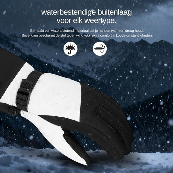 Saaf Heizhandschuhe Weiß - 3 Heizstufen - 68°C - Inklusive 2x 2700mAh Powerbanks - Größe S