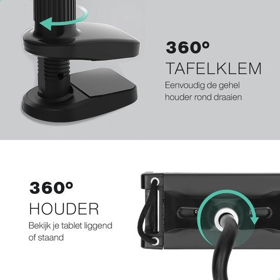 LURK® Tablet-Halterung flexibel und verstellbar - Telefonhalterung Ergonomisch - 70cm lang - 4 bis 11 Zoll - Universal - Schwarz