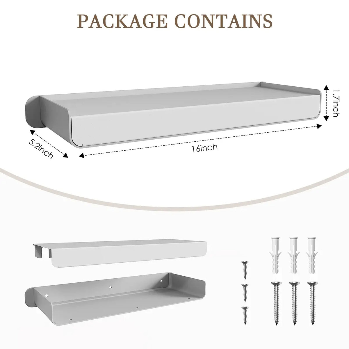 KAPANOU Wandregal – Aluminium – Grau