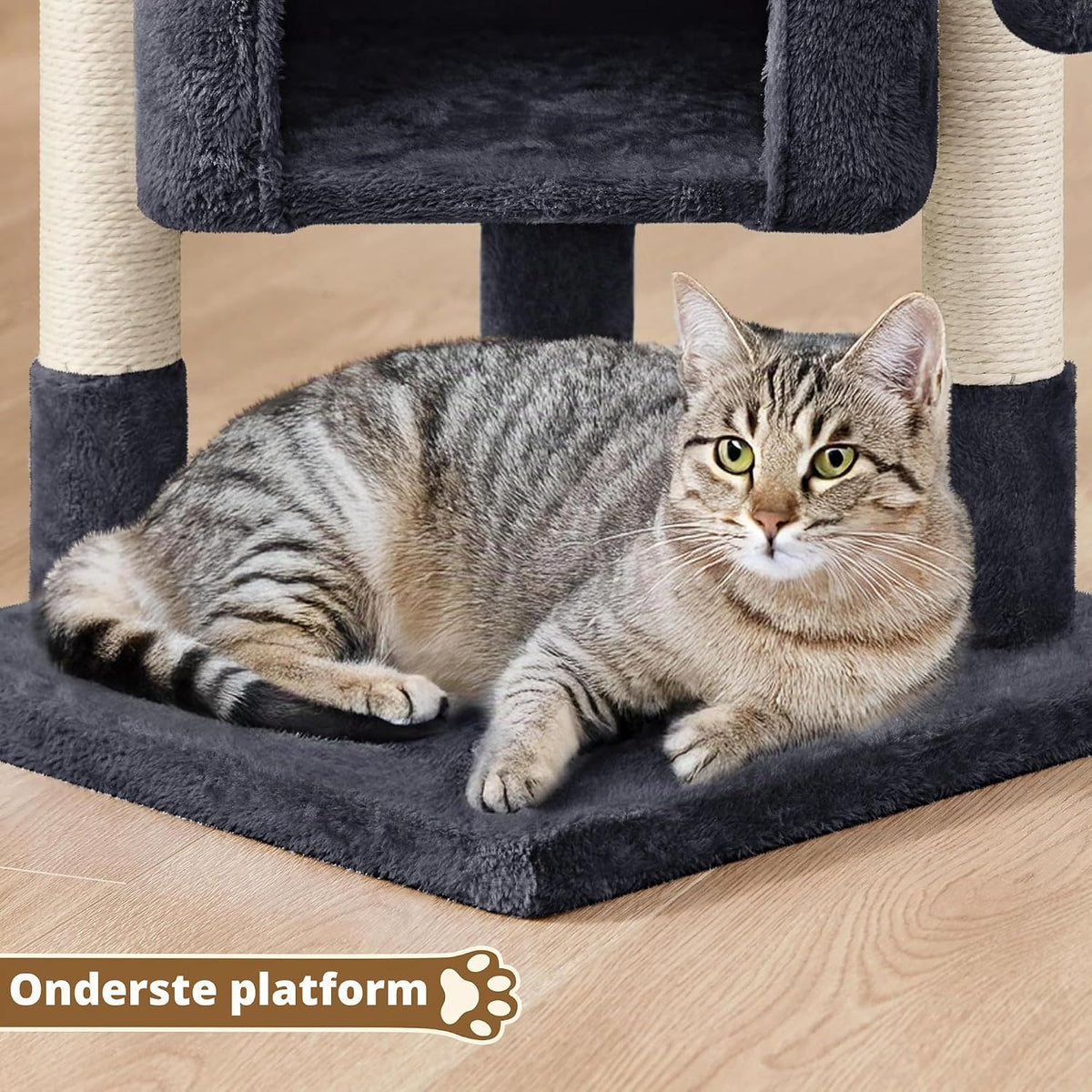 Yaheetech Kratzbaum – Schwarz – 40,5 x 40,5 x 58 cm – Mit Katzenhöhle, Sisalstangen und Spielball