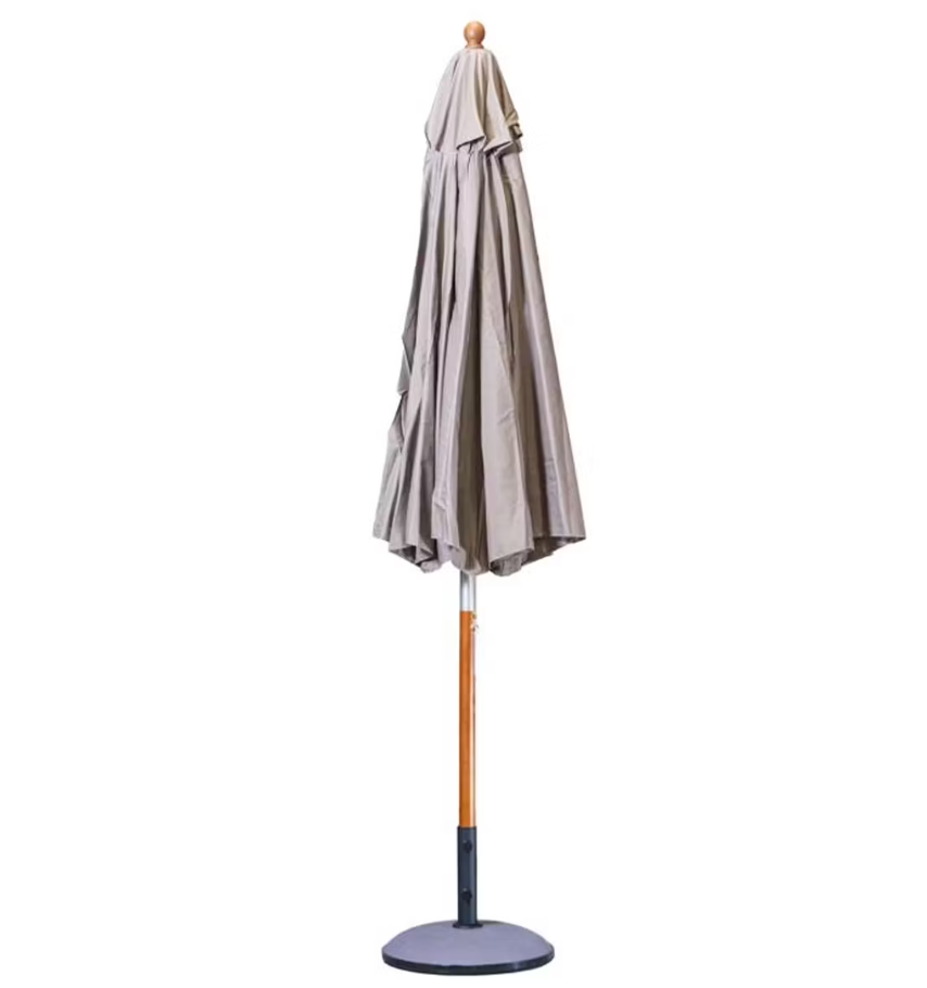Belavi Sonnenschirm aus Holz - wasserabweisendes Polyestertuch - 300 cm - Taupe