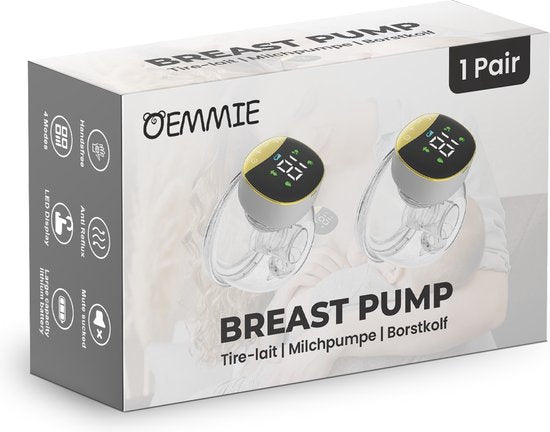 Oemmie Elektrische Milchpumpe – Freihand-Milchpumpe – Kabellose Milchpumpe – Tragbar – Doppel-Milchpumpe – BPA-frei – Wiederaufladbarer Akku –