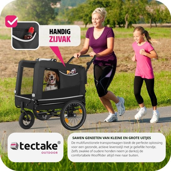 tectake - Dog WoofRider Fahrradanhänger - schwarz - vielseitig, zusammenklappbar, bis zu 40 kg - Hundebuggy Hundekinderwagen - 404946