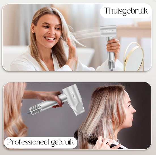 Sansbeauté® Haartrockner mit Diffusor - Locken - 110.000 U/min - Ionen-Haartrockner mit Bürste - 3 Stufen - 3 Aufsätze - Reisehaartrockner - Coolshot - Haartrockner mit Diffusor - Haartrockner - 2000W - EssentiaPRO®