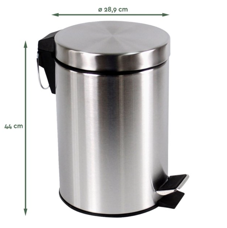 BRASQ Treteimer - 20L - Edelstahl - Silber - 28,9 x 28,9 x 44 cm