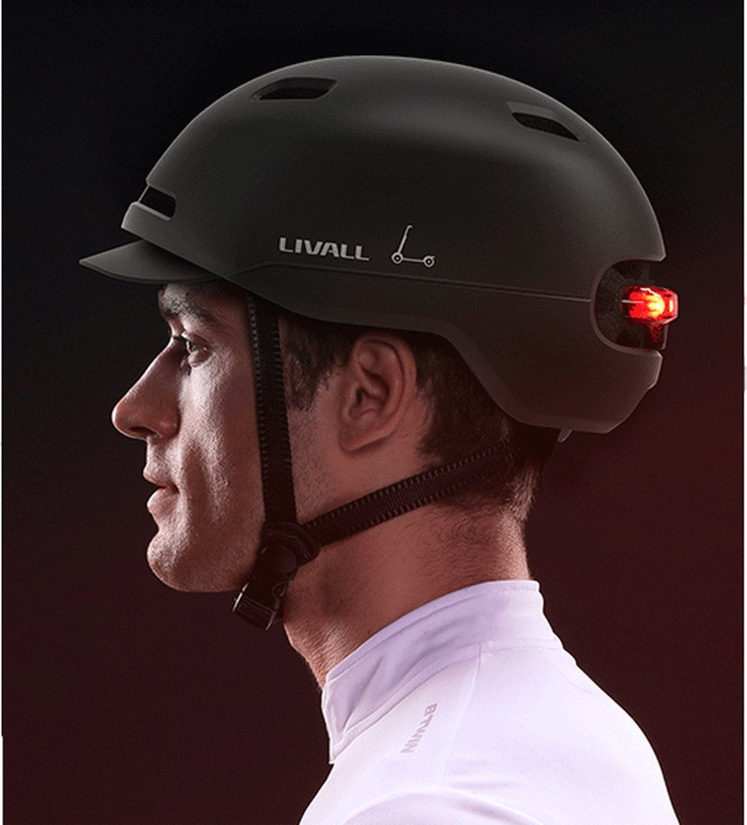Livall Fahrradhelm - Mit SOS Funktion - Bremslicht - 57-61 cm - Schwarz
