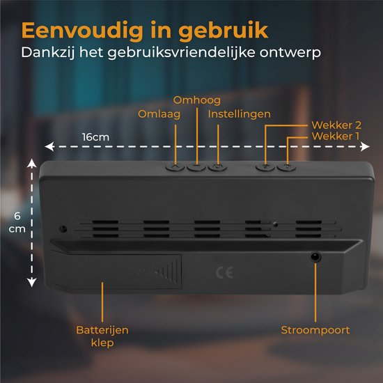 Nuvance - Digitaler Wecker - Digitaluhr - Wecker für Kinder & Erwachsene - Reisewecker - Schlafzimmer - Led-Wecker digital - Wecker - Farbe schwarz
