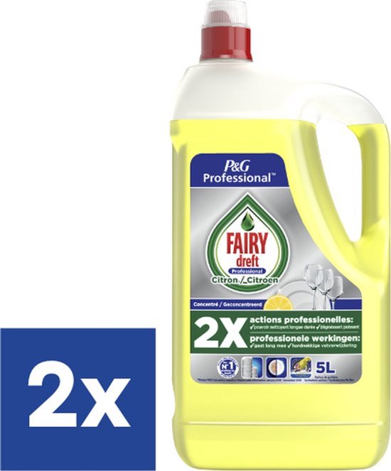 Dreft Spülmittel Zitrone – 2 x 5 Liter – Vorteilspackung