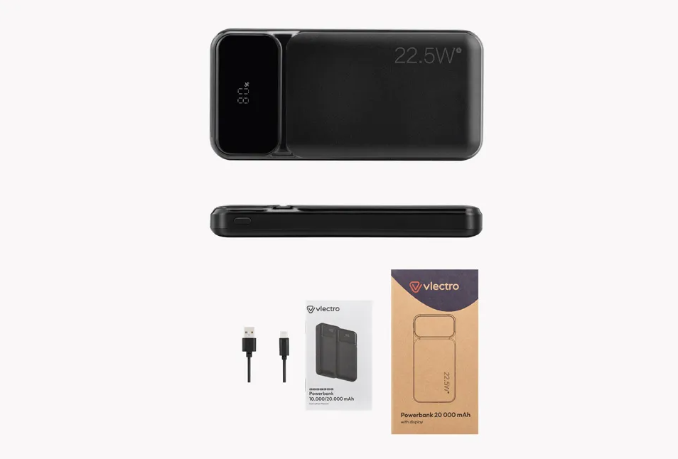 Vlectro Powerbank - 20000 mAh - Mit Display