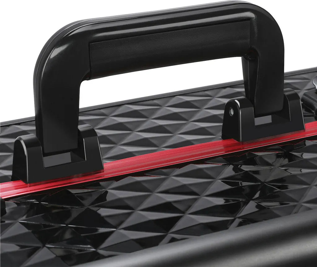 Yaheetech Schminkkoffer - 34,7 x 22,2 x 25 cm - Verstellbar - Ablagefächer - Abschließbar - Schwarz/Rot