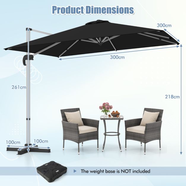Coast Sunshade - Dreh- und Kippvorrichtung - Polyester - 300 x 300 x 261 cm - Braun