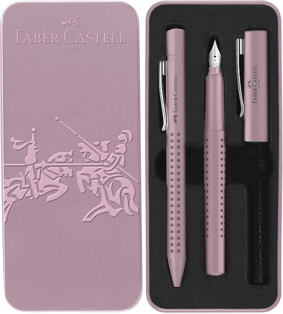 Faber-Castell Schreibset – Grip 2010 – Kugelschreiber und Füllfederhalter – in Geschenkbox – Harmony Rose Shadows – FC-201528