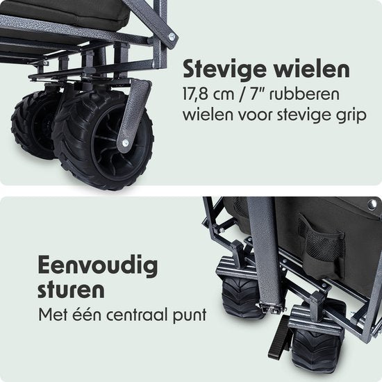 LifeGoods Wagon - faltbar - 80KG Tragfähigkeit - 94L - waschbares Polyester - Schwarz