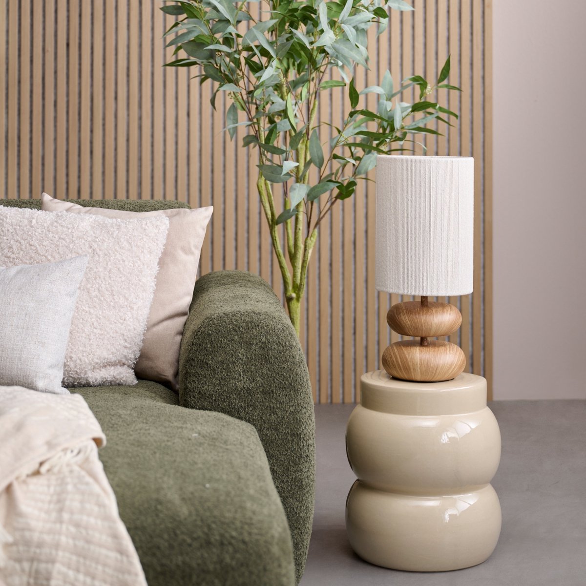 Licht & Wohnen Tischleuchte Danialo - Natur - Ø22cm - Modern