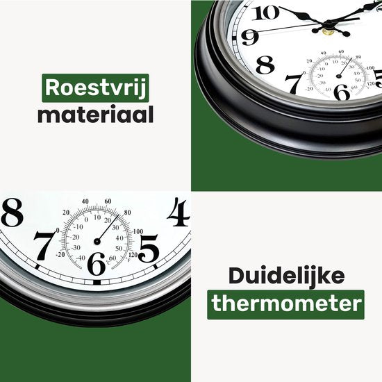 Air Outdoor Uhr - Wasserdicht - Gartenuhr - Retro Uhr - Bahnhofsuhr doppelseitig - Wanduhr