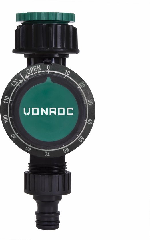 VONROC Wasseruhr - Mechanisch (keine Batterien erforderlich) - Einstellbar 0 - 120 min - Mit Metallfilter