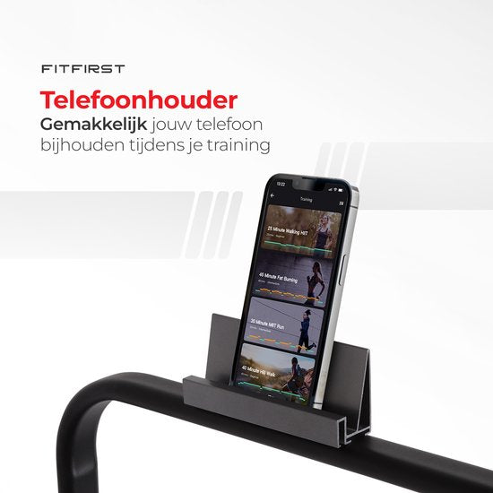 FitFirst® Jogger - Laufband mit eingebauten Lautsprechern und App - Zusammenklappbar und mobil - Mit Fernbedienung - Display mit Trainingsinformationen - Telefonhalterung - Bluetooth - Heimtrainer Fitness - Ideal für unter dem Schreibtisch