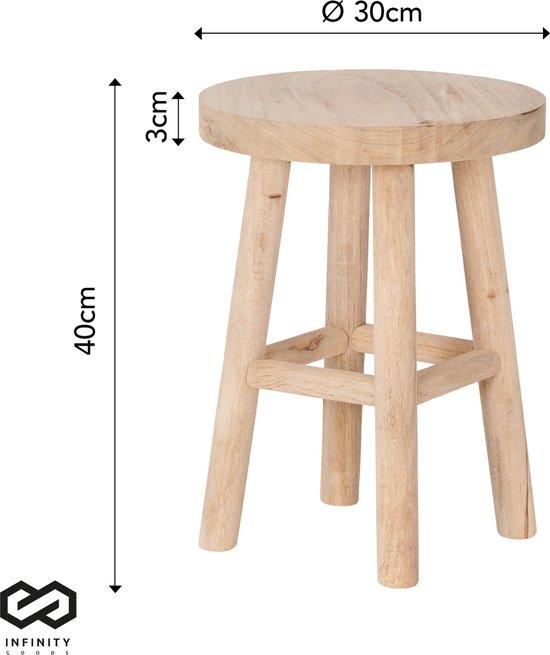 Infinity Goods Hocker Holz - Teak - Beistelltisch - Fußbank - Pflanzentisch - Stufe - bis 150 kg - Braun